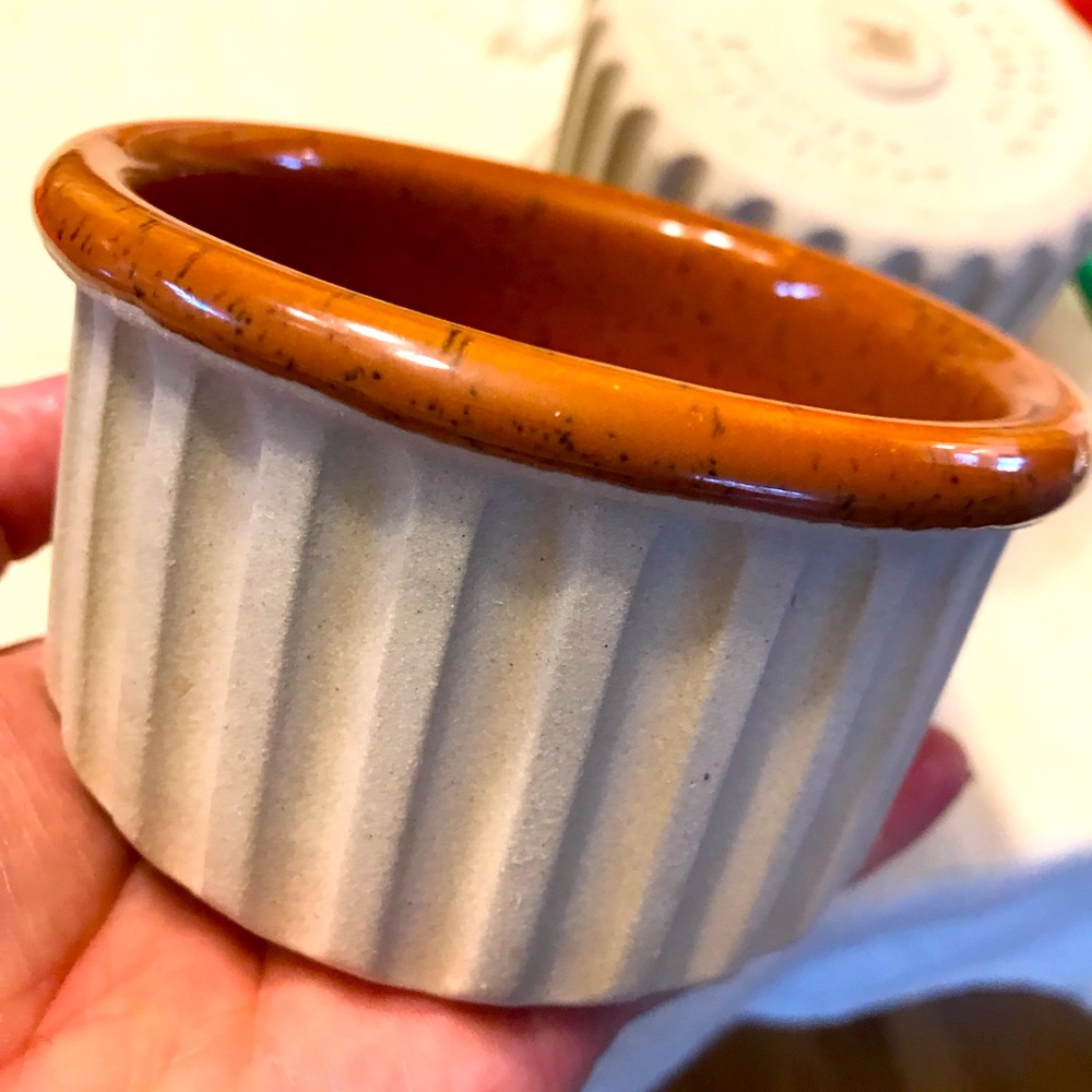 Set of 3 Bennington 🤎 Stoneware Pottery Glazed Small Soufflé Bakers 4 1/4” 🤎